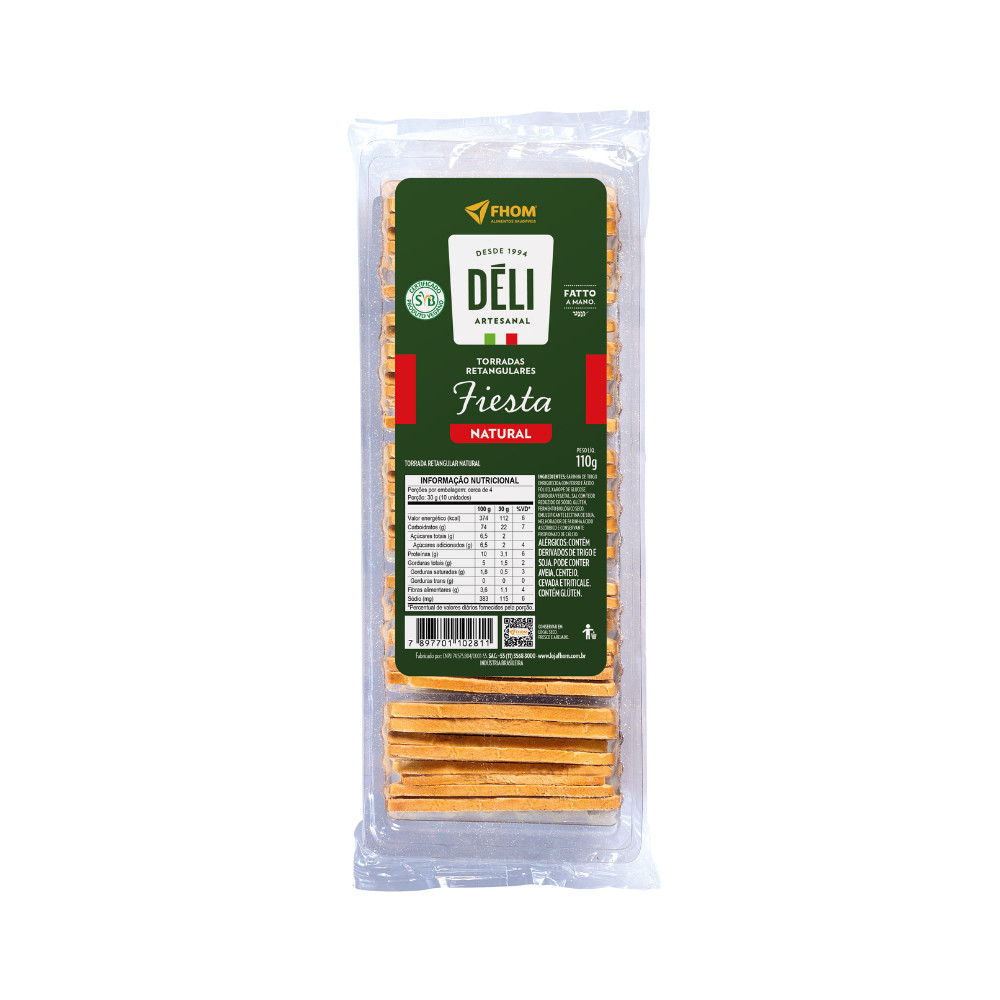 Torrada Fina Fiesta Natural Déli Artesanal 110g FHOM em Oferta na Shopee