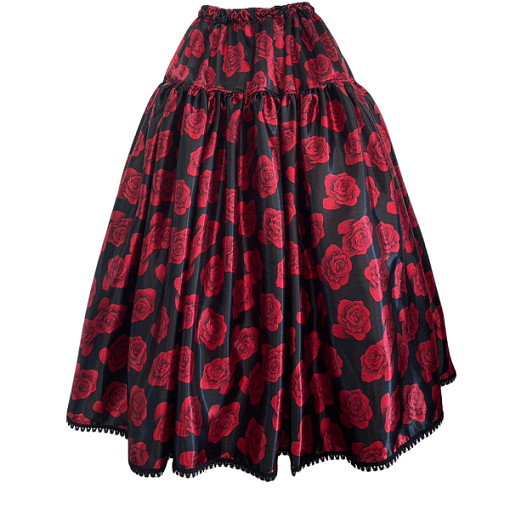 SAIA EM CETIM ESTAMPADO ROSAS VERMELHAS em Oferta na Shopee