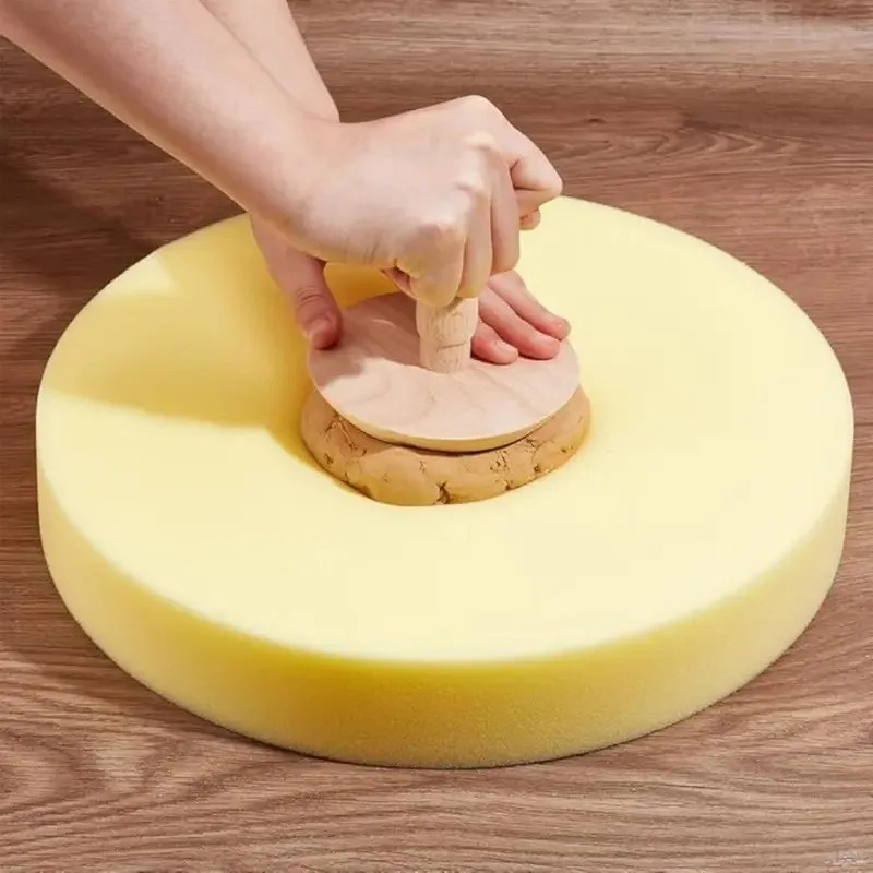 Almofada De Esponja Redonda Amarela Para Cerâmica , 30/35cm , Limpeza De Absorção De Água , Placa De DIY , Suporte De Mo