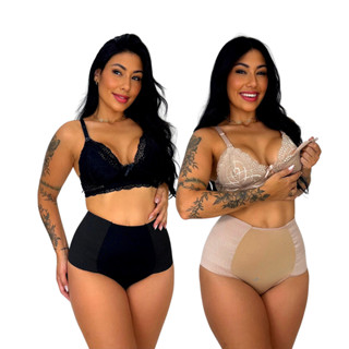Kit 2 Sutiã de Amamentação Sem Bojo Reforçado e 2 Calcinha Pós Parto Cinta Modeladora Gestante em Oferta na Shopee