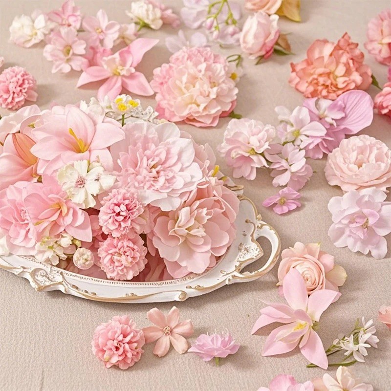 20/50 Unidades De Flor Artificial Rosa Conjunto De Flores Falsas Hortênsia Margarida Faça Você Mesmo Bolo Parede Formatu — imagem 2 de 2