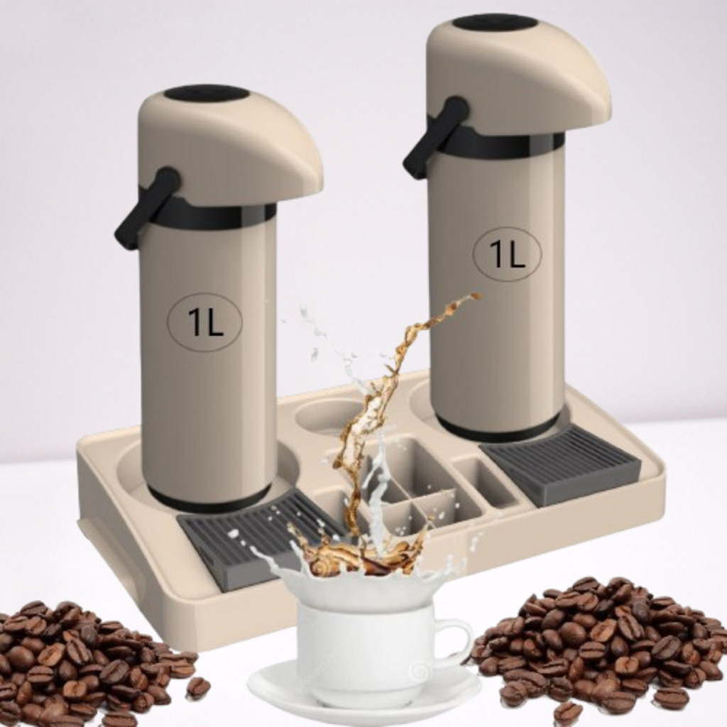 Conjunto 2 Garrafa Térmica 1l +1 Bandeja Org. Cantinho Café Unitermi
