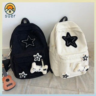Mochila Para Estudantes SUEBR , Bolsa De Viagem De Grande Capacidade Com Padrão De Estrelas , Ajustável De Veludo Y2K em Oferta na Shopee