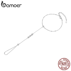 Bamoer 925 Prata Esterlina Pulseira Borla Arte Design Moda Jóias Presente Feminino