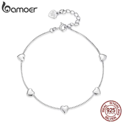 Pulseira De Prata Esterlina 925 Bamoer Amor Coração Arte Design Joias Da Moda Presente Feminino