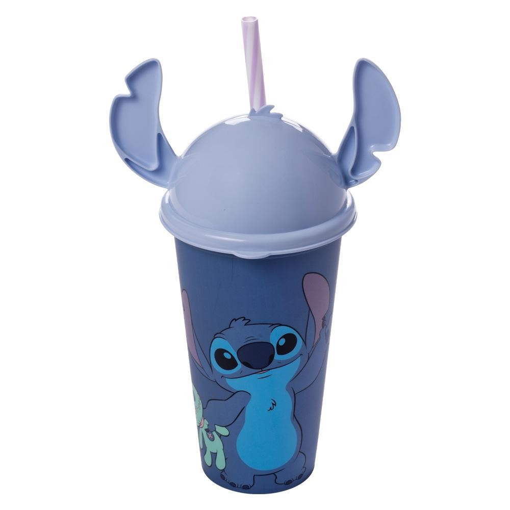 Copo Stitch Canudo Tampa Lúdica Orelhinhas 3D Plasútil em Oferta na Shopee