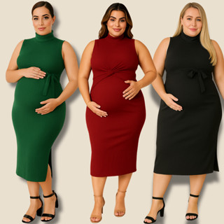 Vestido Plus Size Regata Gestante Canelado para Maternidade Longo Midi Moda Feminina para Gestantes,Gravidez em Oferta na Shopee