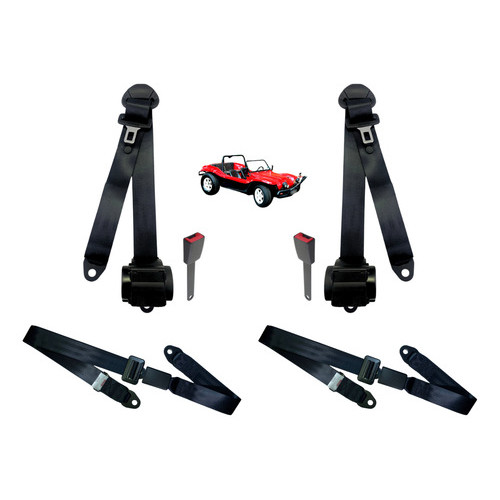 Kit Cinto De Segurança Frente Retrátil 4 Bancos Bugue Buggy
