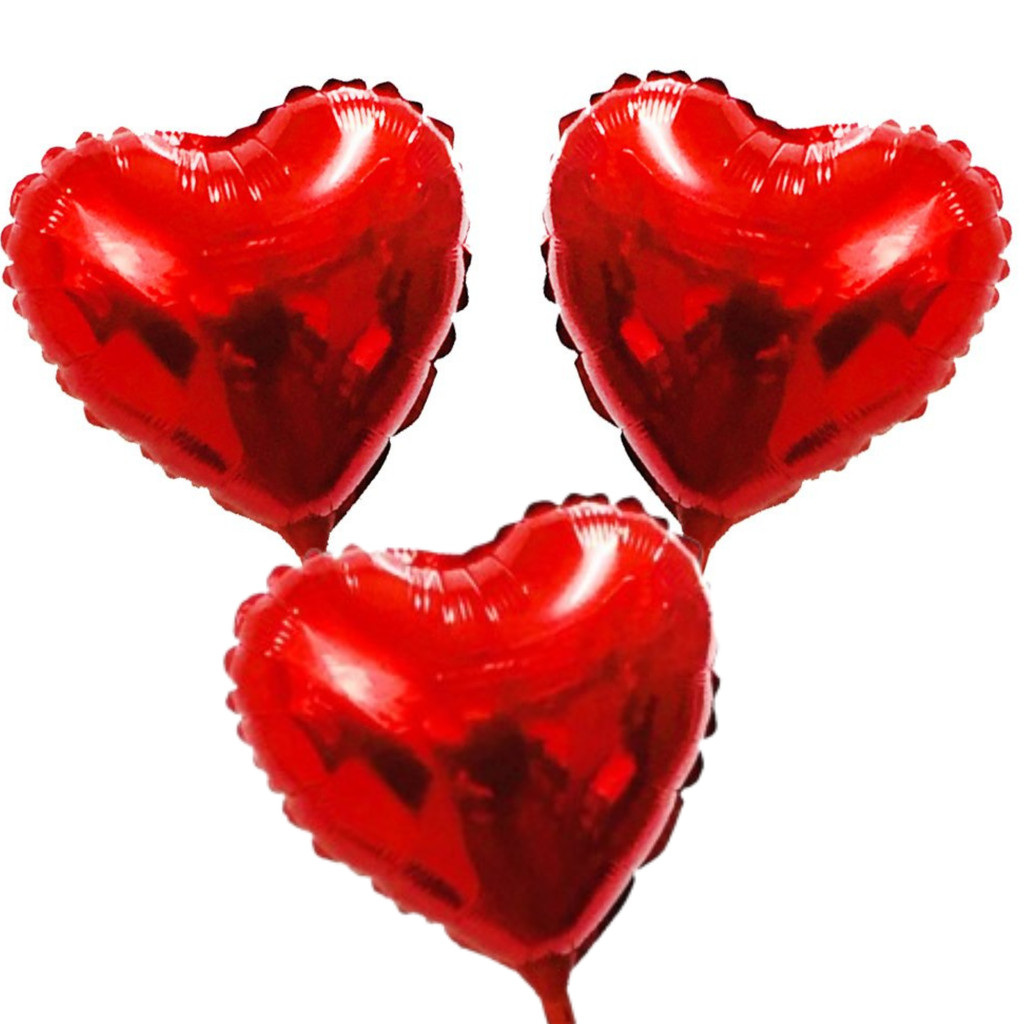Balão Metalizado 14cm Coração Vermelho-Pacote com 3 unidades em Oferta na Shopee