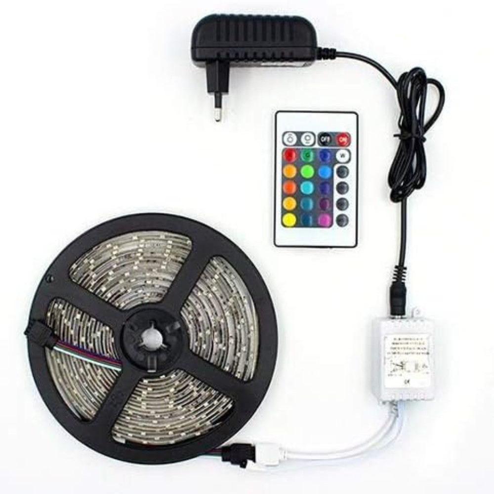Fita Led 3528 Rolo 5m 60 Leds por Metro IP65 Rgb com Fonte 12v 2a IP20 Multicolorido