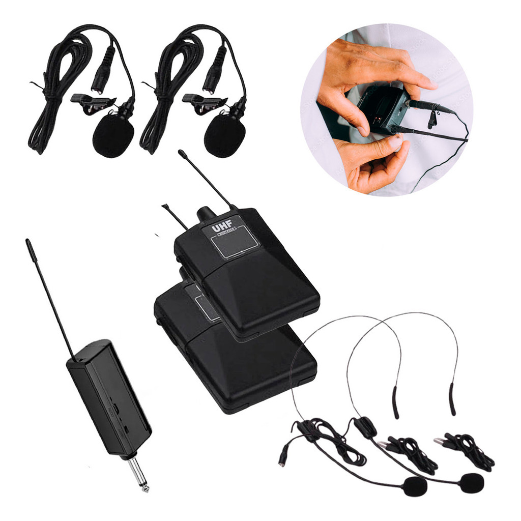 Kit Profissional 2 Microfones Lapela Uhf 50-15khz Sem Fio