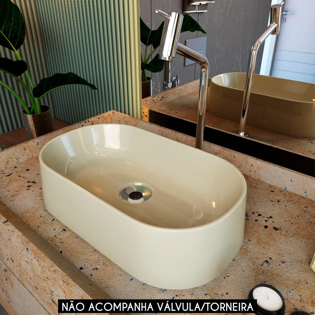 Cuba Pia de Apoio Para Banheiro Oval 43cm Hera C08 Bege - Mpozenato em Oferta na Shopee