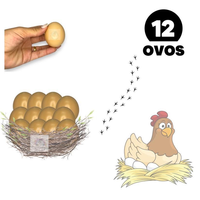 Ovos Falsos De Mentira Plástico Indez Galinha 12 ovos