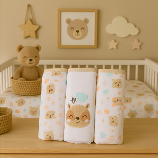 Kit Fralda Baby Gijo Bordado Urso - 3 Peças em Oferta na Shopee