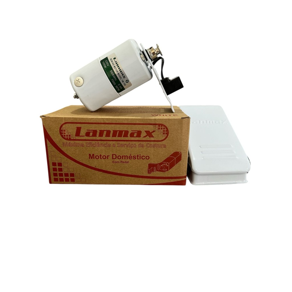 Motor + Pedal para Máquina Costura Doméstica Caseira Singer Elgin Vigorelli Reta e Zig Zag - Lanmax
