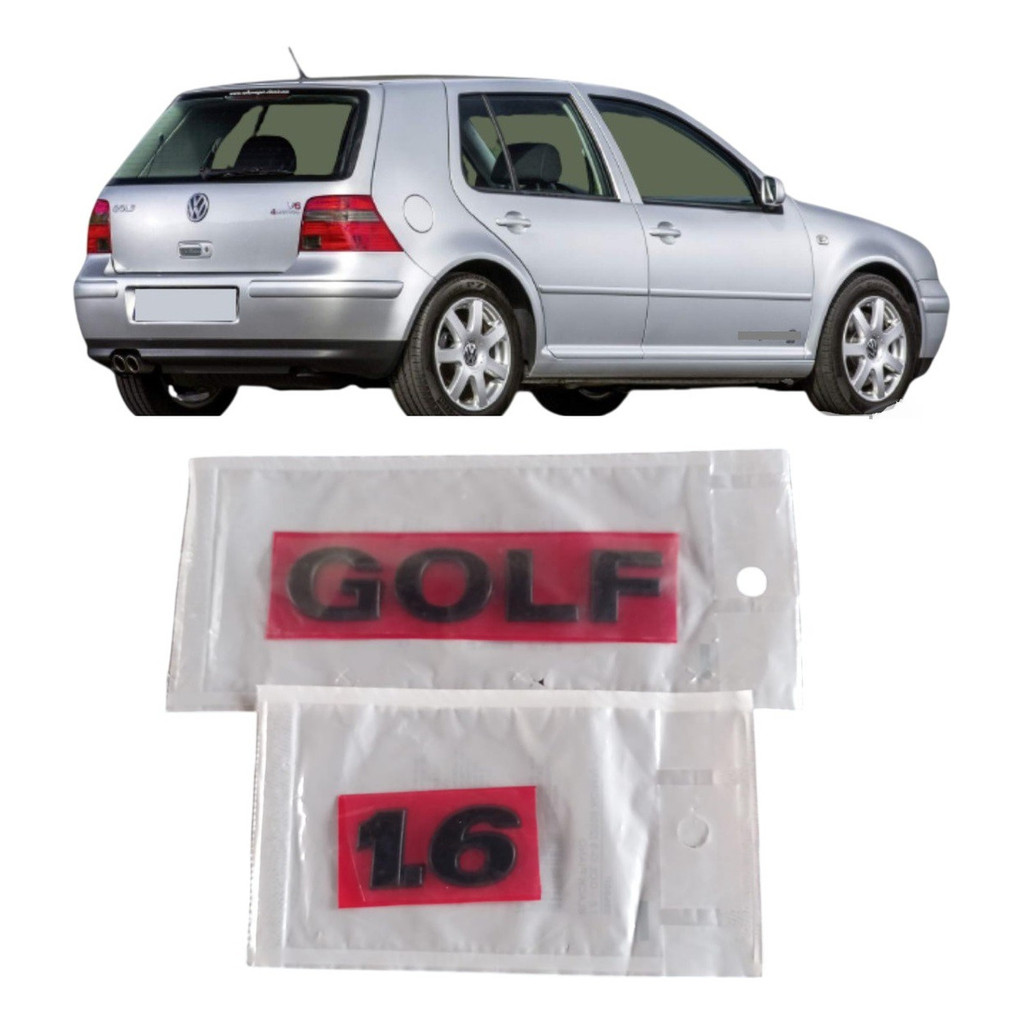 Kit Emblema Letreiro Golf 1.6 Black Preto P/ Golf 99 À 2006