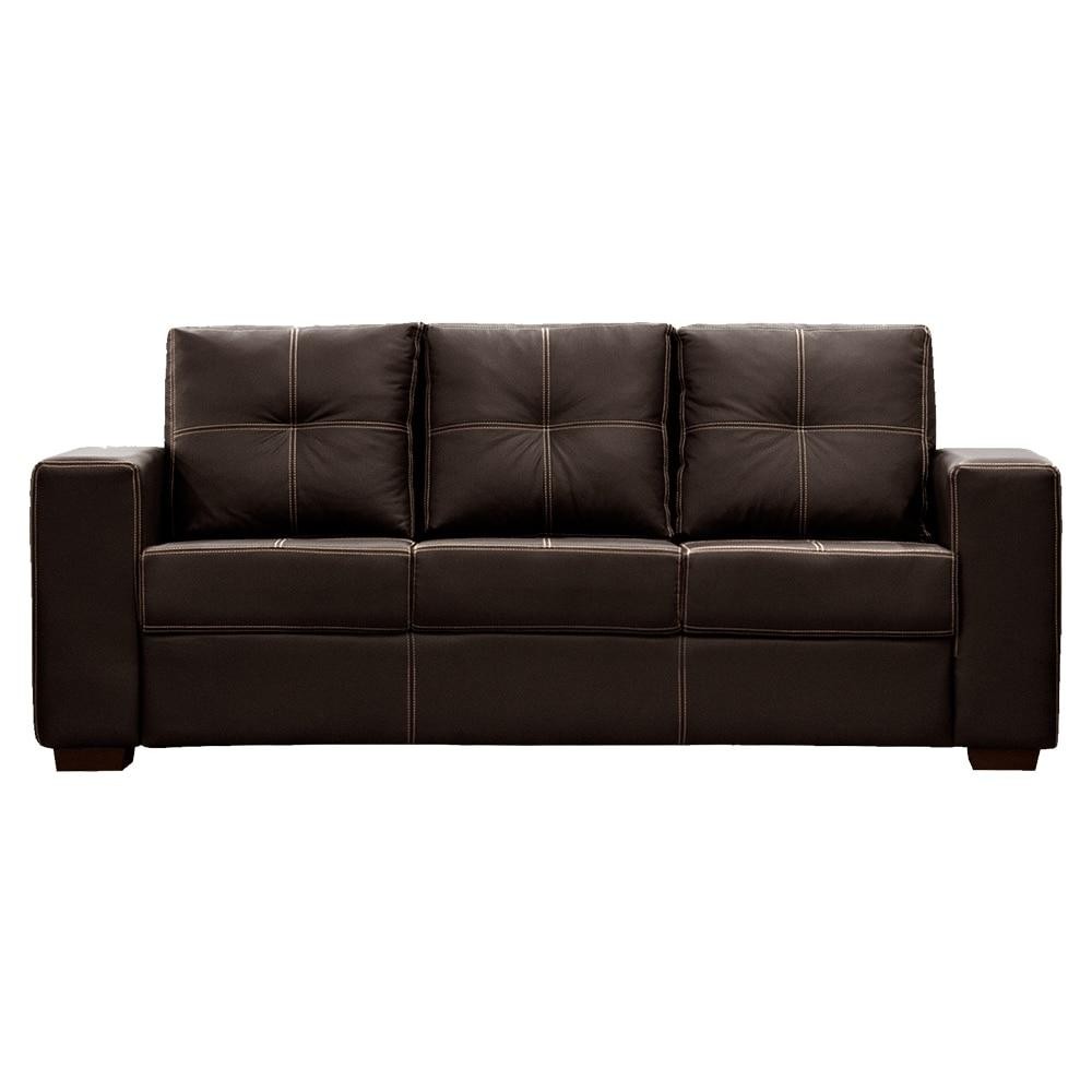 Sofá San Diego 3 Lugares 150cm Couro Sintético Cacau Lumalar Moderno Limpeza Fácil Compacto em Oferta na Shopee