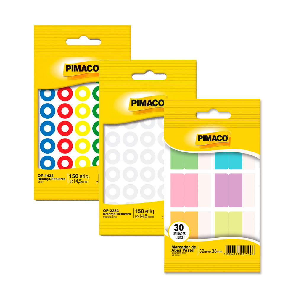 Kit Reforço de Fichario + Marcador de páginas Pimaco - Stationery
