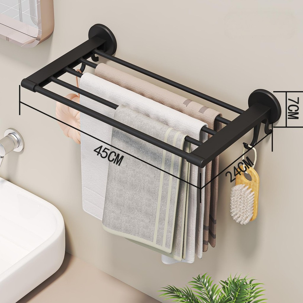 Porta Toalha Suporte Toalheiro Banheiro Duplo Premium Adesivo Sem Furos em Oferta na Shopee