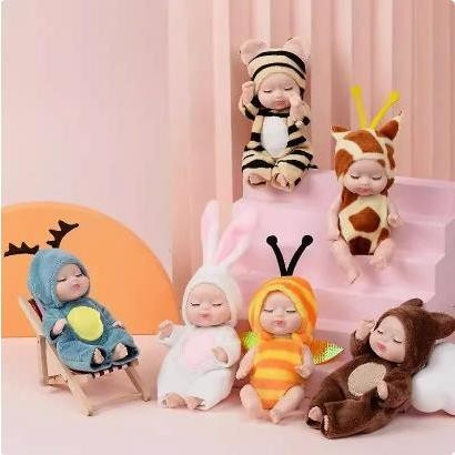 Kit COM 6 PCS/12 PCS Baby Doll para crianças, boneca dormindo, brinquedo animal, presentes para crianças, menina, 11cm em Oferta na Shopee