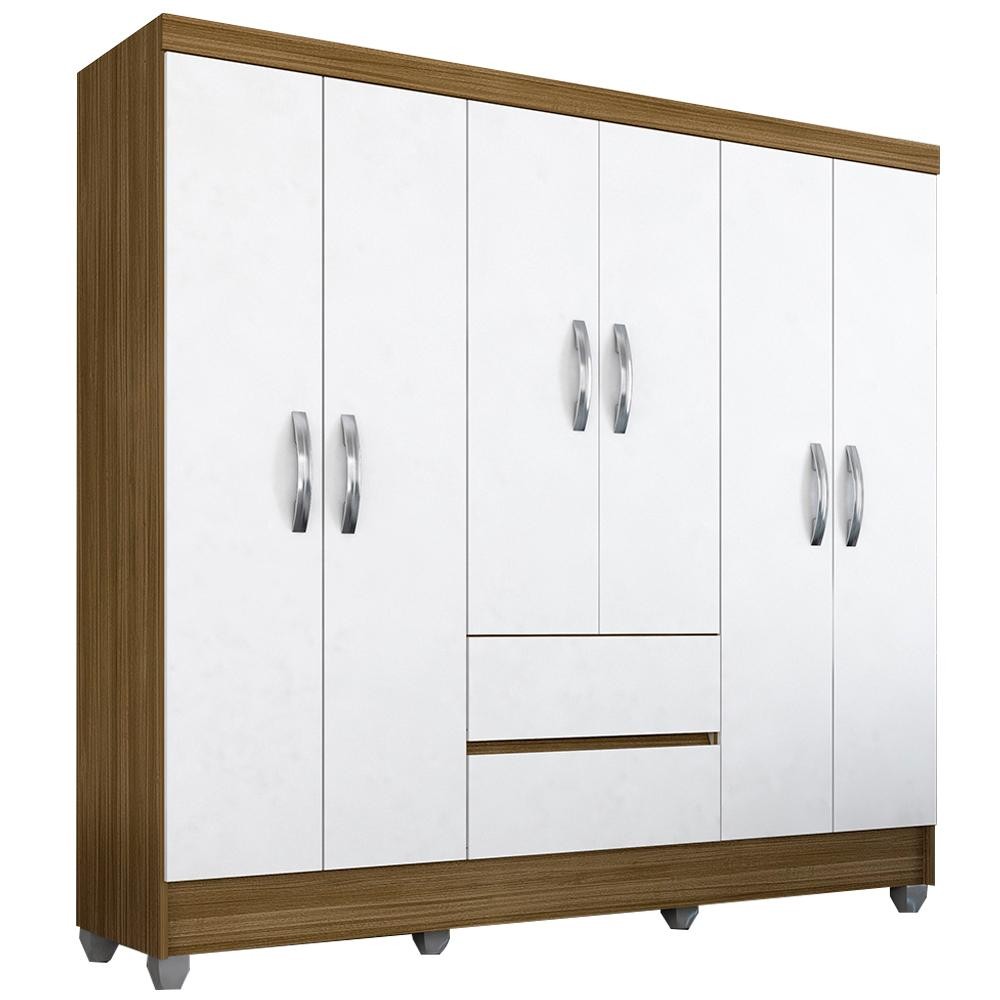 Guarda Roupa Casal Bruna 6 Portas Boreal/ Branco - Moveis Arapongas em Oferta na Shopee