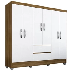 Guarda Roupa Casal Bruna 6 Portas Boreal/ Branco - Moveis Arapongas