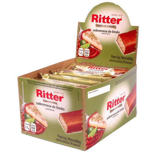 Barra De Cereal Sobremesa De Limão Cobertura Chocolate Ritter Com 24 Un De 25g - Food & Beverages