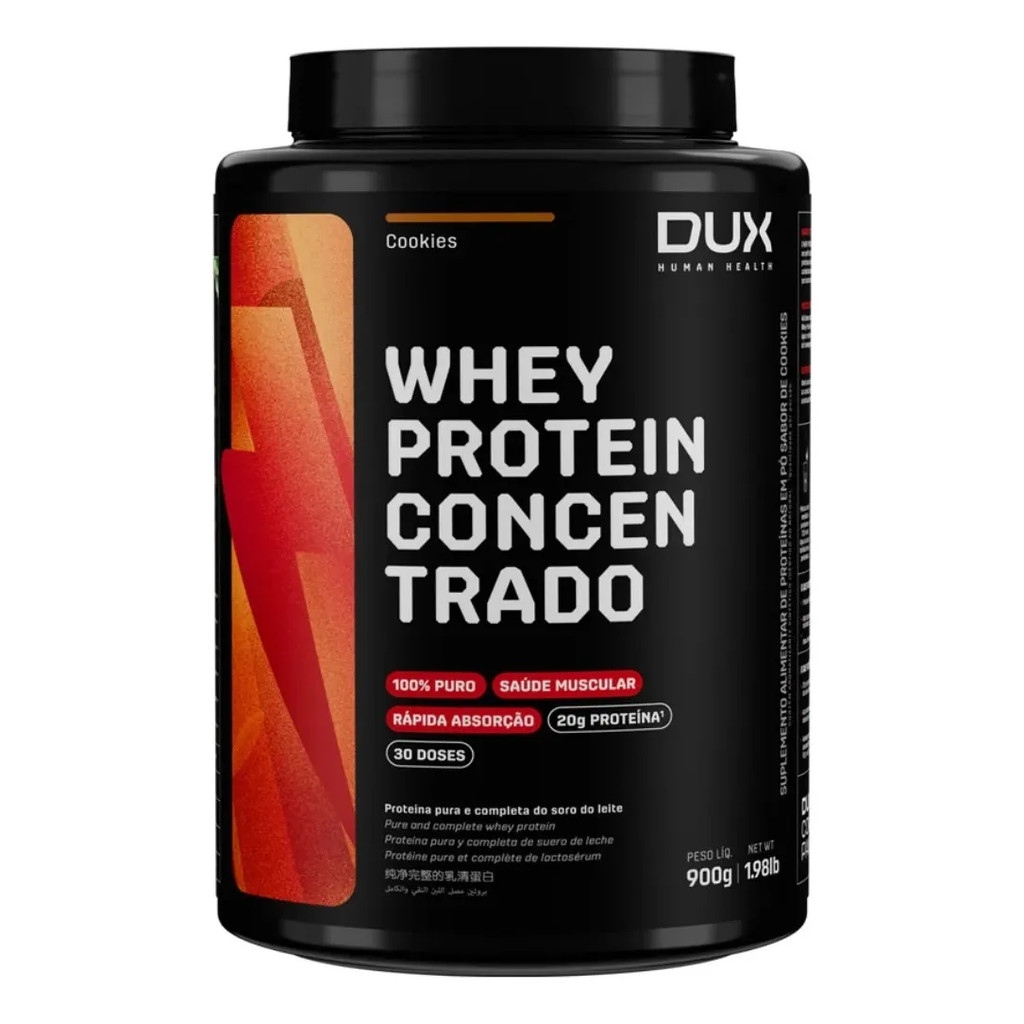 Whey Protein Concentrado Pote Sabor Cookies 900G Dux Nutrition