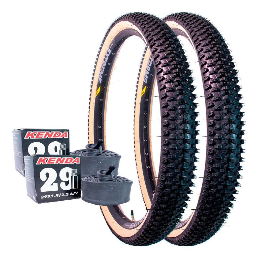 PAR PNEUS PACO NOMAD 29X2.10 FAIXA BEGE + 2 CÂMARAS KENDA em Oferta na Shopee