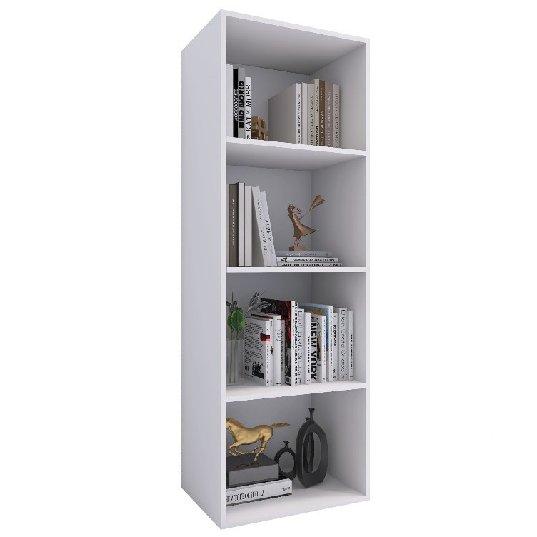 Estante livreiro organizador multiuso armario multifuncional livros prateleiras 4 nichos gold branco