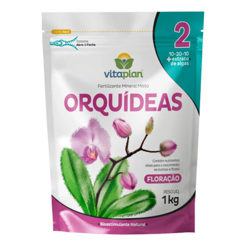 Fertilizante Adubo Orquideas Floração Vitaplan 1kg Flores Sempre Bonitas Bem Cheias e Vistosas
