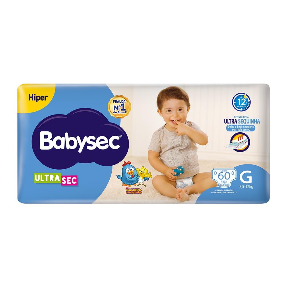 Fralda Babysec Galinha Pintadinha Ultrasec Hiper G com 60un em Oferta na Shopee