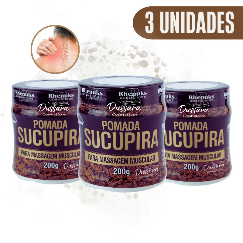 Kit 3 Pomadas Para Massagem Muscular Sucupira (Extra-Forte) 200g Rhenuks