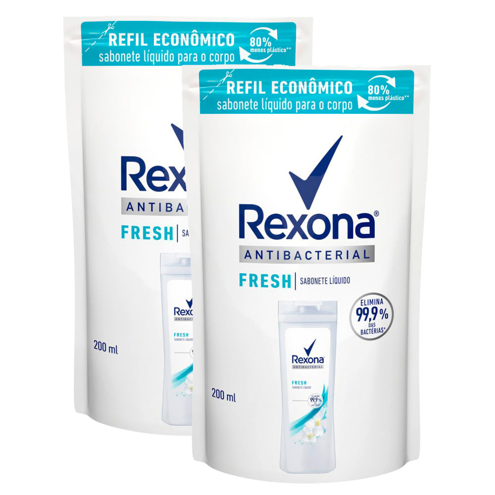 Sabonete Líquido Rexona Antibacterial Fresh Refil com 200ml | Kit com duas unidades - Beauty