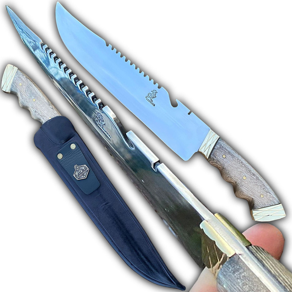 Faca Artesanal Bowie Bushcraft Inox Full Tang Bainha 12 Pol