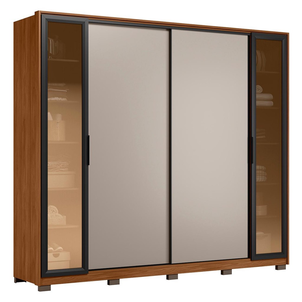 Guarda Roupa Casal 267cm Loreto Flex D02 Nogueira/Nude - Mpozenato