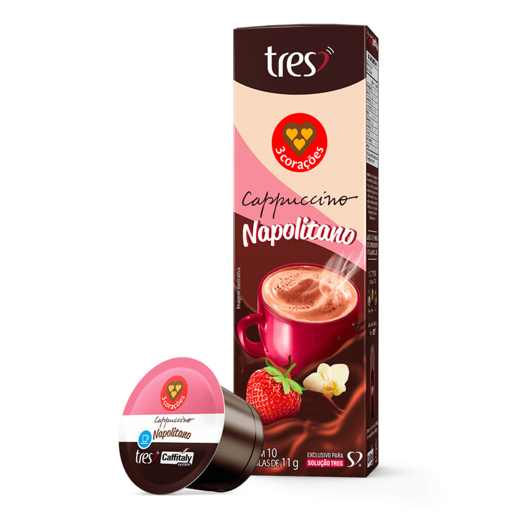 Cápsula de Café Tres 3 Corações Cappuccino Napolitano 10 Unidades em Oferta na Shopee