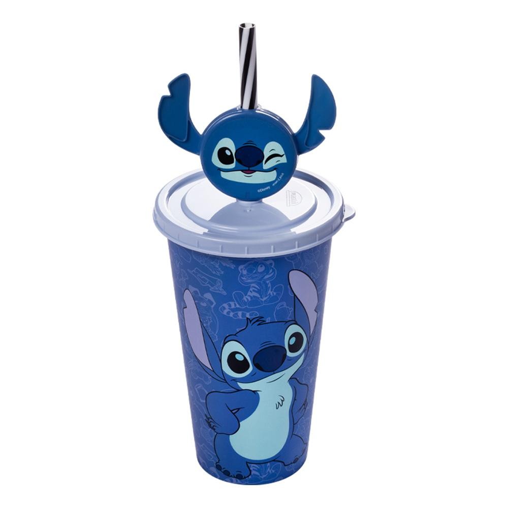 Copo Stitch Canudo Pin 500 Ml Disney Plasútil em Oferta na Shopee