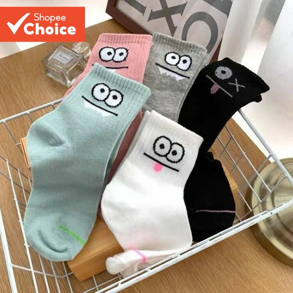 5 Pares De Meias Femininas Engraçadas De Meia Panturrilha – Conjunto Casuais Da Moda Com Ajuste Solto