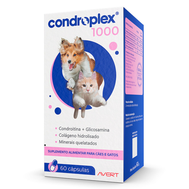 Suplemento Alimentar Condroplex 1000 Com 60 Cápsulas para Cães e Gatos em Oferta na Shopee