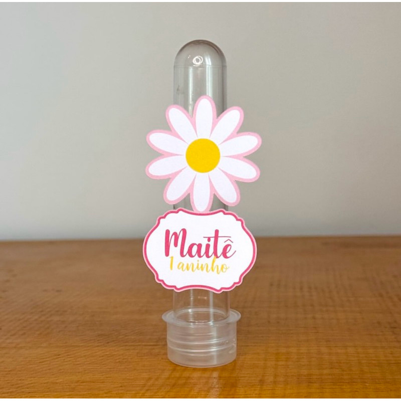 Apliques para Tubetes MARGARIDAS / Tags com Nome / Personalizados para Lembrancinhas de Aniversário Infantil