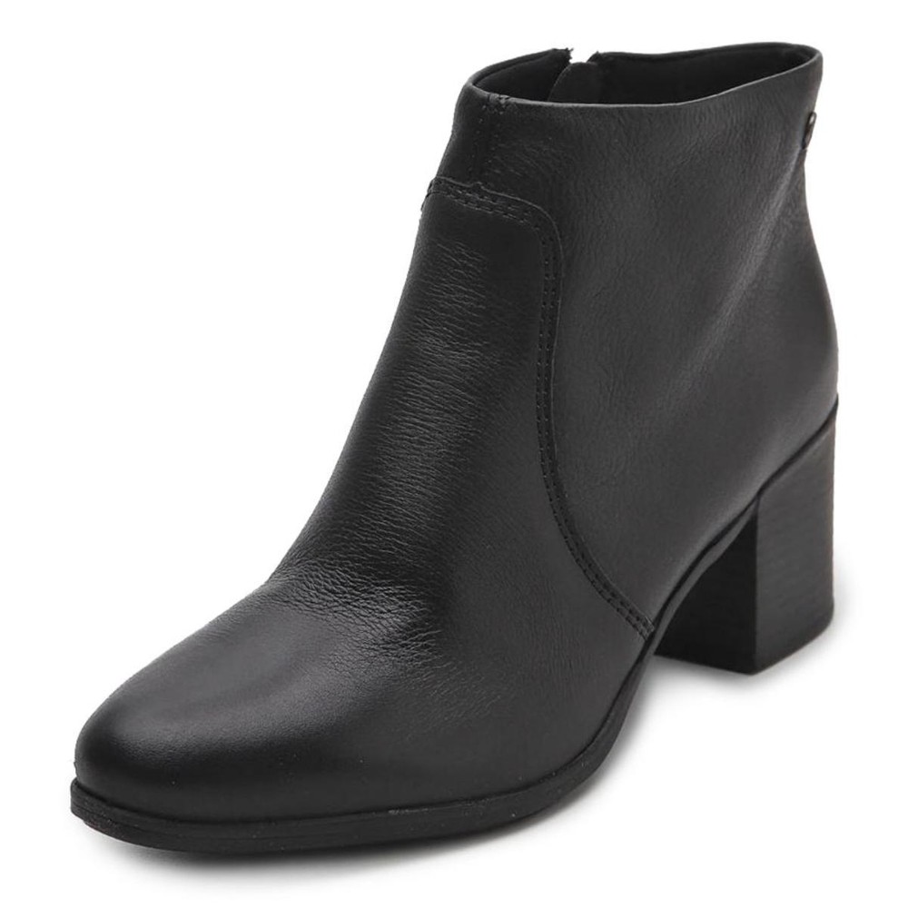 Bota Coturno Couro Bottero Burnish Feminina - Preto