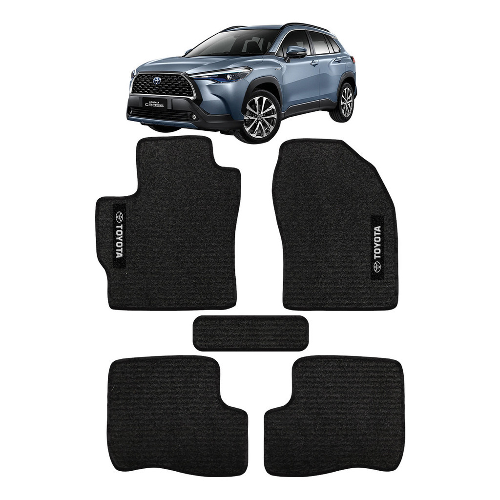 Kit de tapetes 5 peças específico Corolla Cross 2021 22 23 2024 Carpete Preto