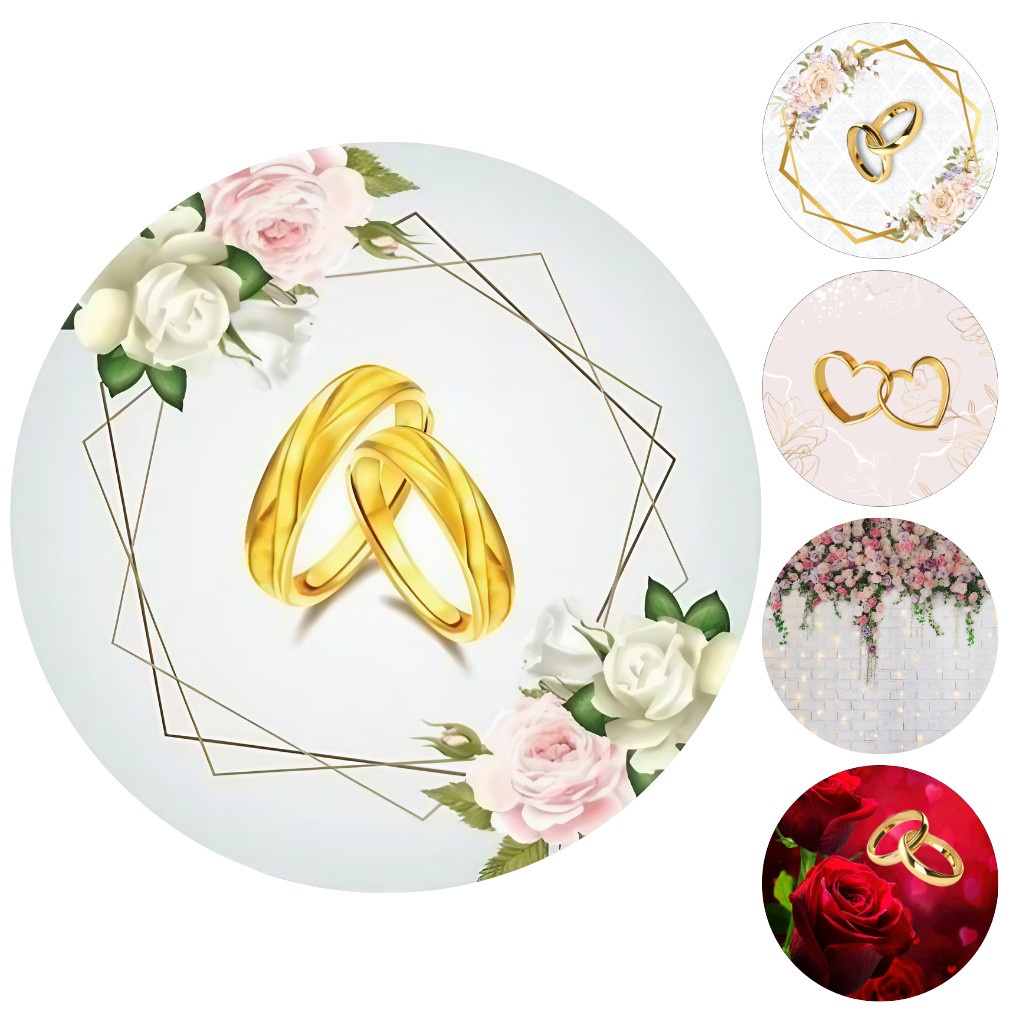 Capa Painel Redondo Mesa Casamento Sublimado C/ Elástico 50×50Cm em Oferta na Shopee