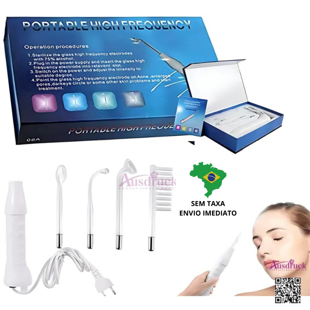 Aparelho Estética Alta Frequência Portátil Facial E Capilar 4 Em 1 - ENVIO IMEDIATO