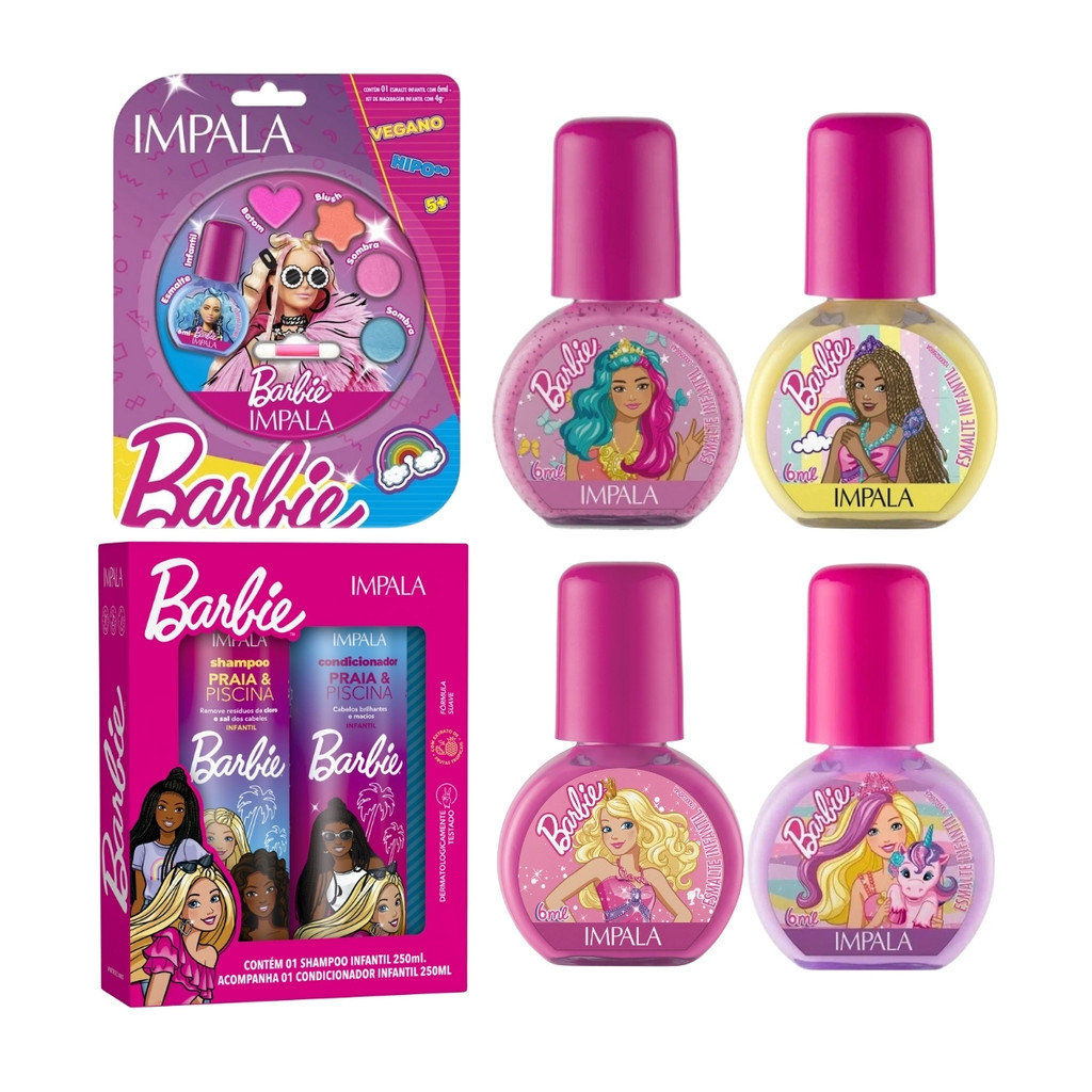 Kit Shampoo Condicionador Praia Impala Esmalte Make Barbie