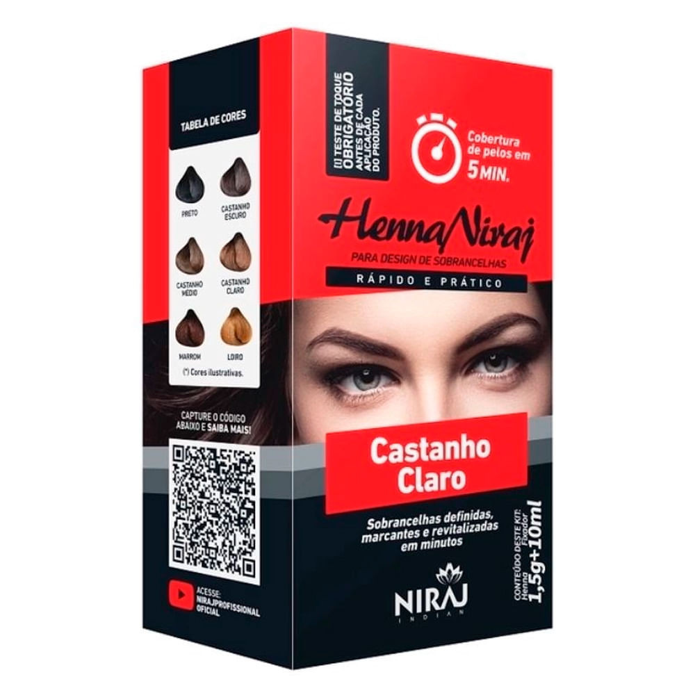 Henna Para Sobrancelha Niraj 5 Minutos Castanho Claro 2g - Beauty
