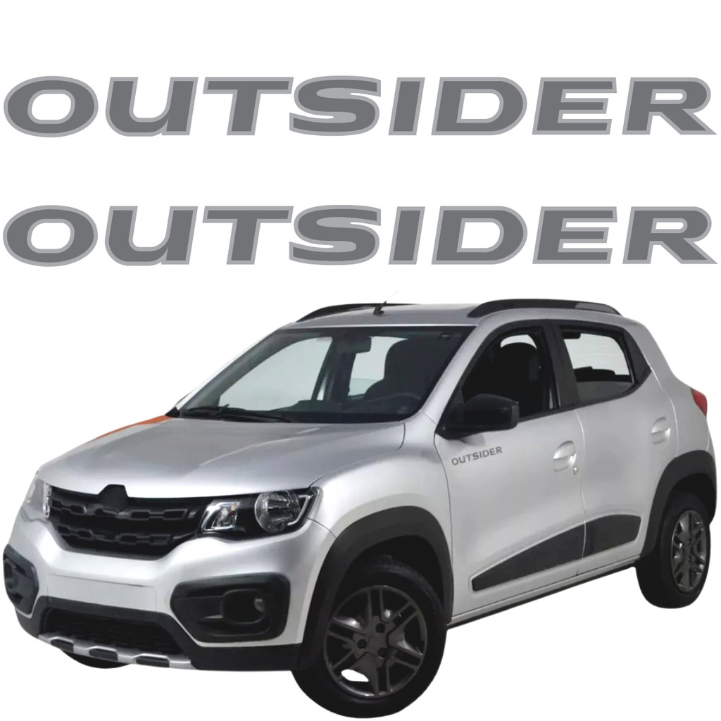 Kit Par 2 Adesivos Escrita Lateral Renault Kwid Outsider 2020 2021 2022 Emblema