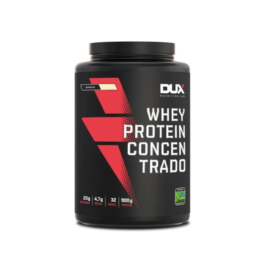 Whey Protein Concentrado Pote Sabor Baunilha 900G Dux Nutrition