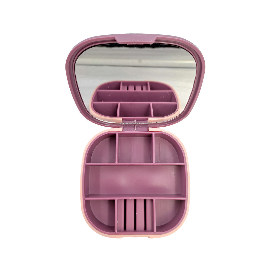 Mini Porta Joias Com Espelho Compacto 7 Compartimentos 10 cm em Oferta na Shopee